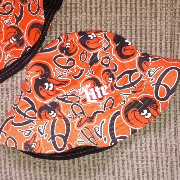 🆕Baltimore Orioles Baseball Miller Lite Bucket Hat Orange & Black Set of 2 Hats - Picture 4 of 12